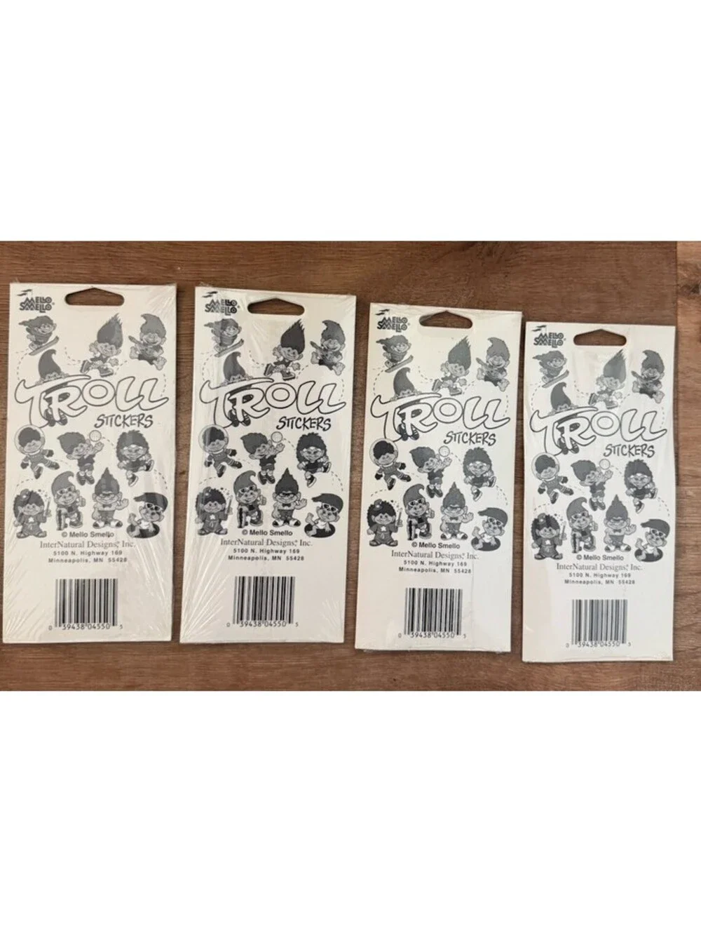 Vintage Mello Smello Troll Stickers Complete Set #1-4 Sealed Neon 4 Packs
